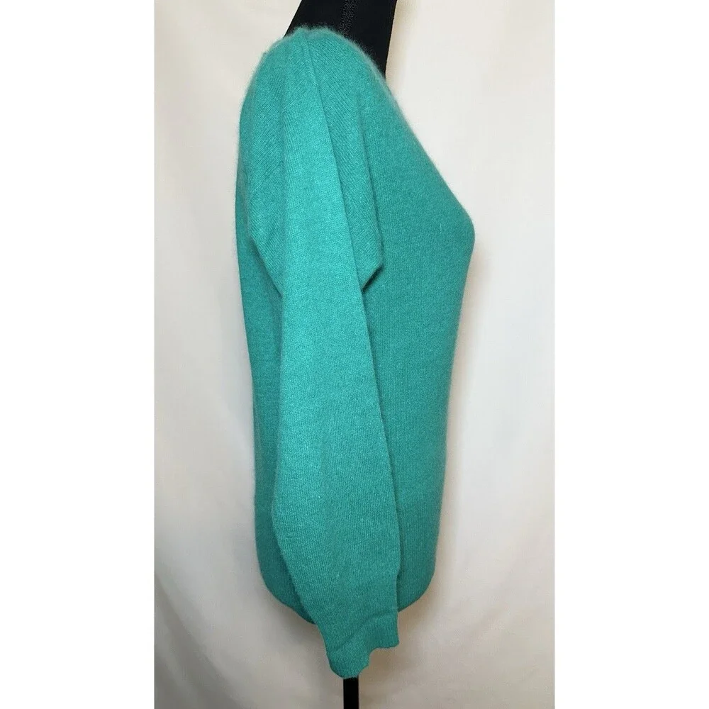 VTG Bloomingdale's y.e.s. Green Lambswool Angora Rabbit Nylon Blend‎ Sweater MED